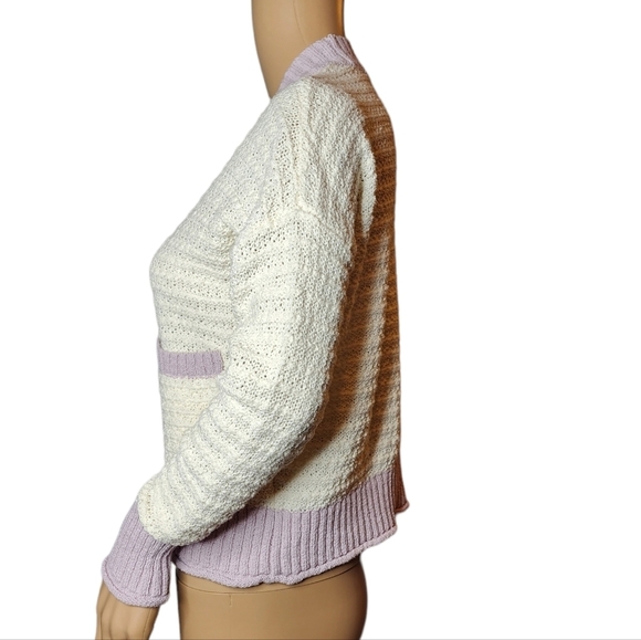 NWT Madewell Seabrook Cardigan Sweater Purple Off White Colorblock XXS oversized - Picture 8 of 16